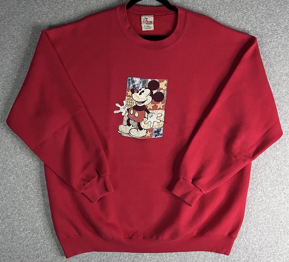 The Disney Store Mickey Mouse Red Crewneck Sweatshirt Men’s XL Vintage